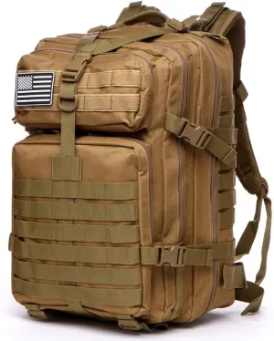 50L Sturdy Nylon Waterproof Fishing Hunting Backpack Outdoor Military Rucksacks Tactical Sports Camping Hiking (Khaki)