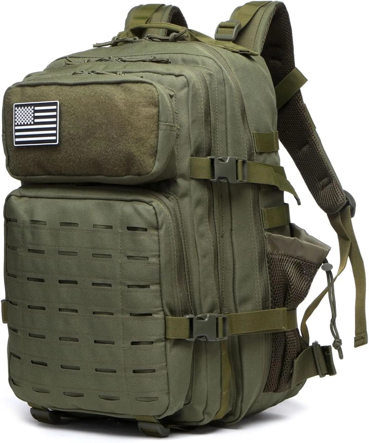 50L Tactical Military Backpack Waterproof Sturdy Bag for Hiking Camping Fishing Gym Backpack with Bottle Holder (Green)