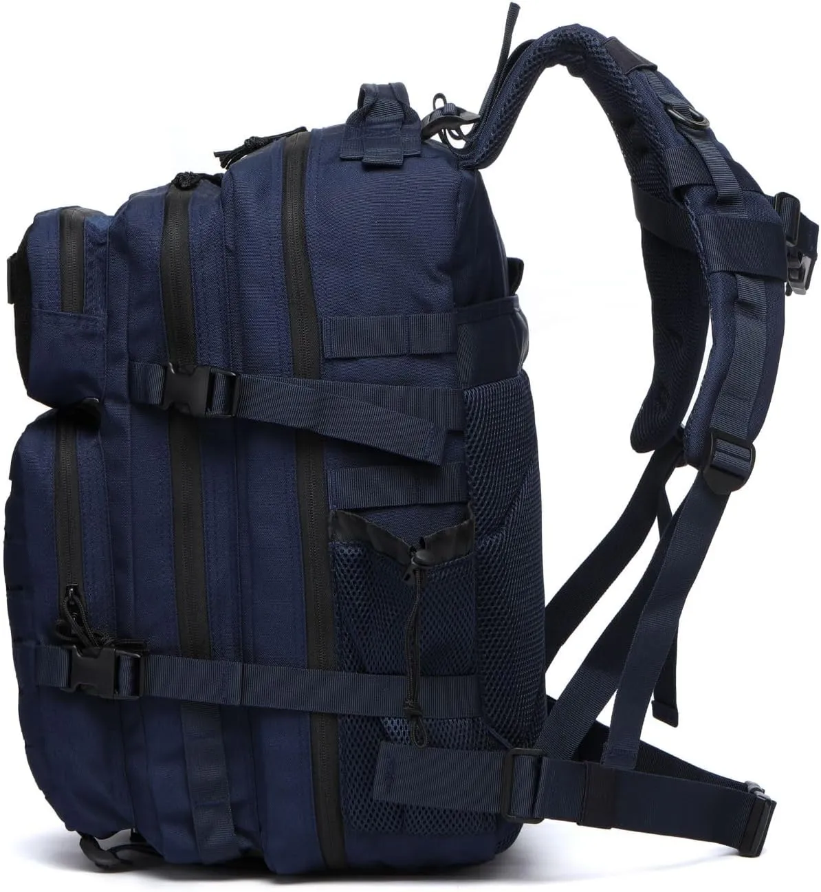 50L Tactical Military Backpack Waterproof Sturdy Bag for Hiking Camping Fishing Gym Backpack with Bottle Holder (Navy)