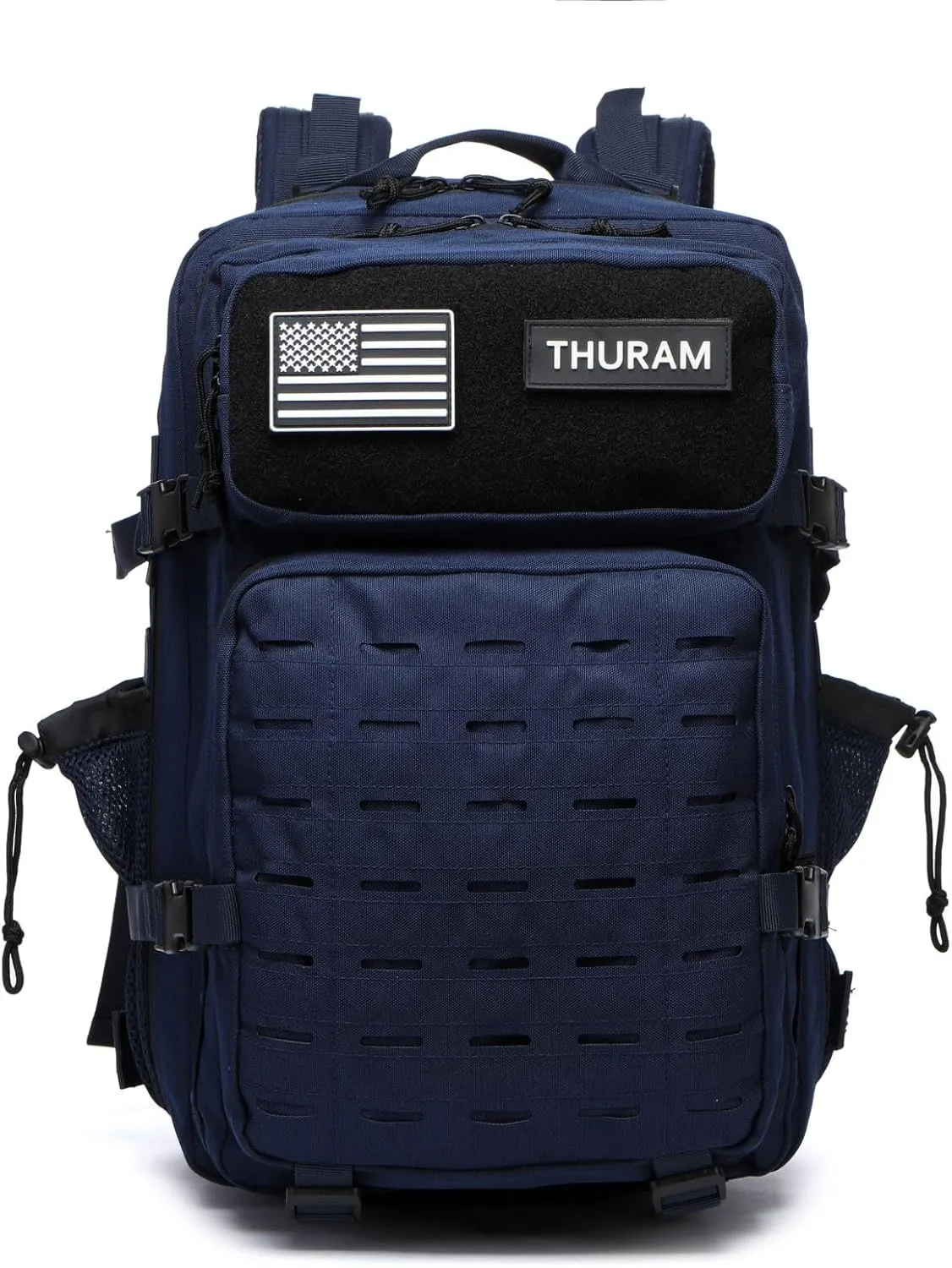 50L Tactical Military Backpack Waterproof Sturdy Bag for Hiking Camping Fishing Gym Backpack with Bottle Holder (Navy)