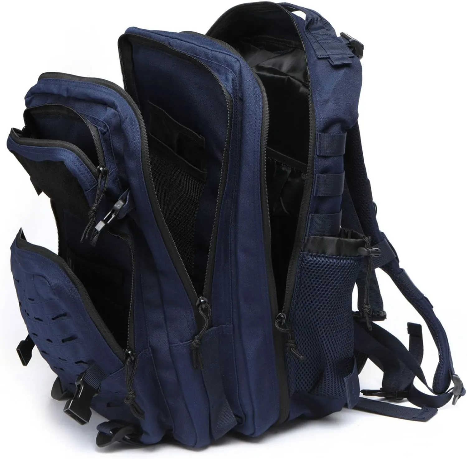 50L Tactical Military Backpack Waterproof Sturdy Bag for Hiking Camping Fishing Gym Backpack with Bottle Holder (Navy)