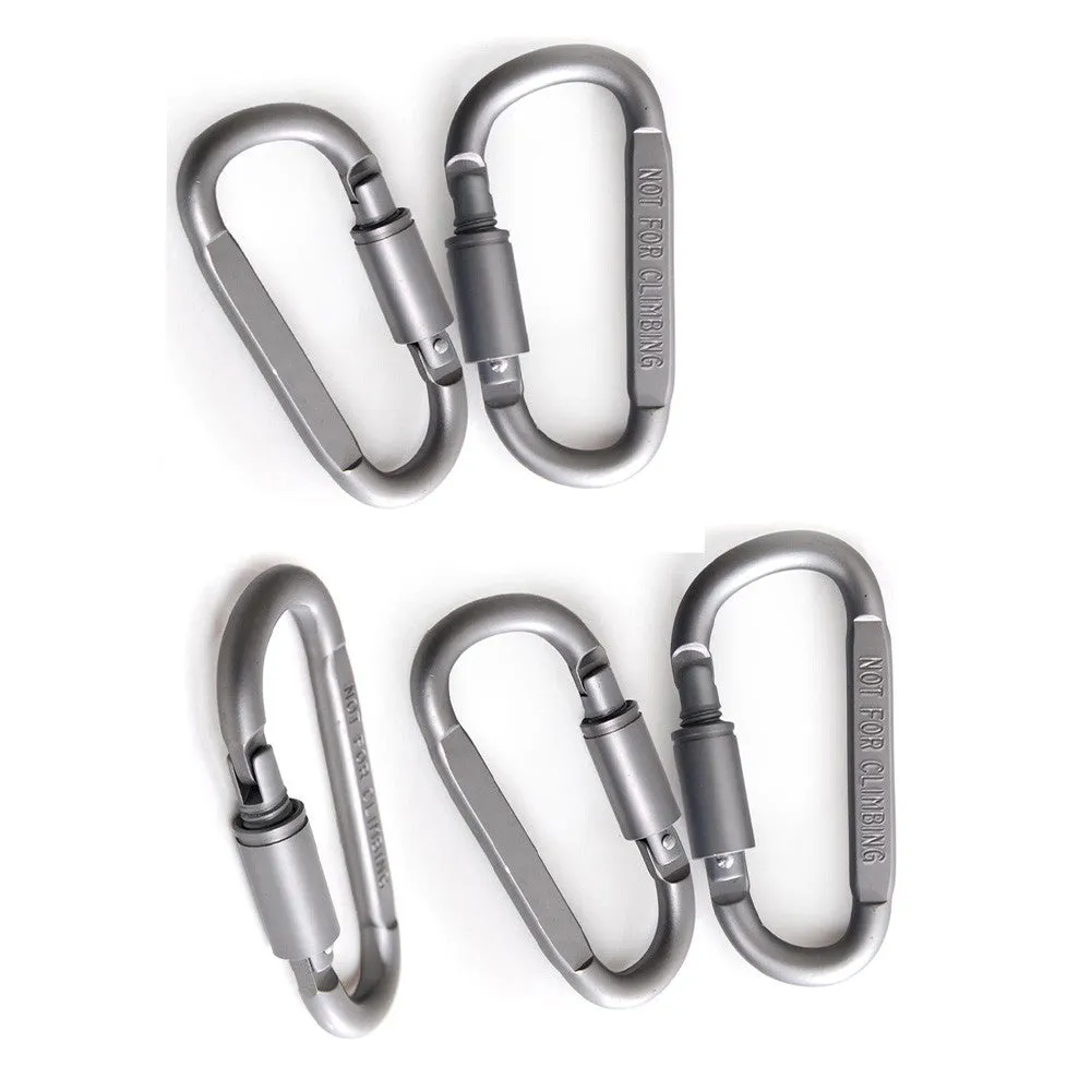 5Pcs Aluminum Alloy D Shape Carabiner Screw Lock Bottle Hook Buckle Hanging Padlock Key Chain Camping Hiking