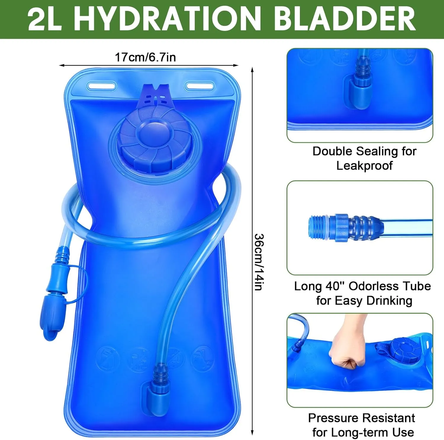 6 Pack Hydration Bladder 2L Water Bladder for Hiking Backpack Leak Proof Water Pouch Reusable Water Reservoir for Bicycling Hiking Camping Hunting Running