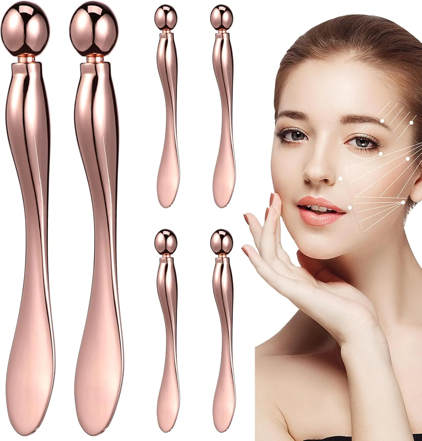 6 Pcs Eye Cream Applicator Metal Spatula Roller for Precise Application and Facial Massage Stylish Design Easy to Clean for Makeup Routine