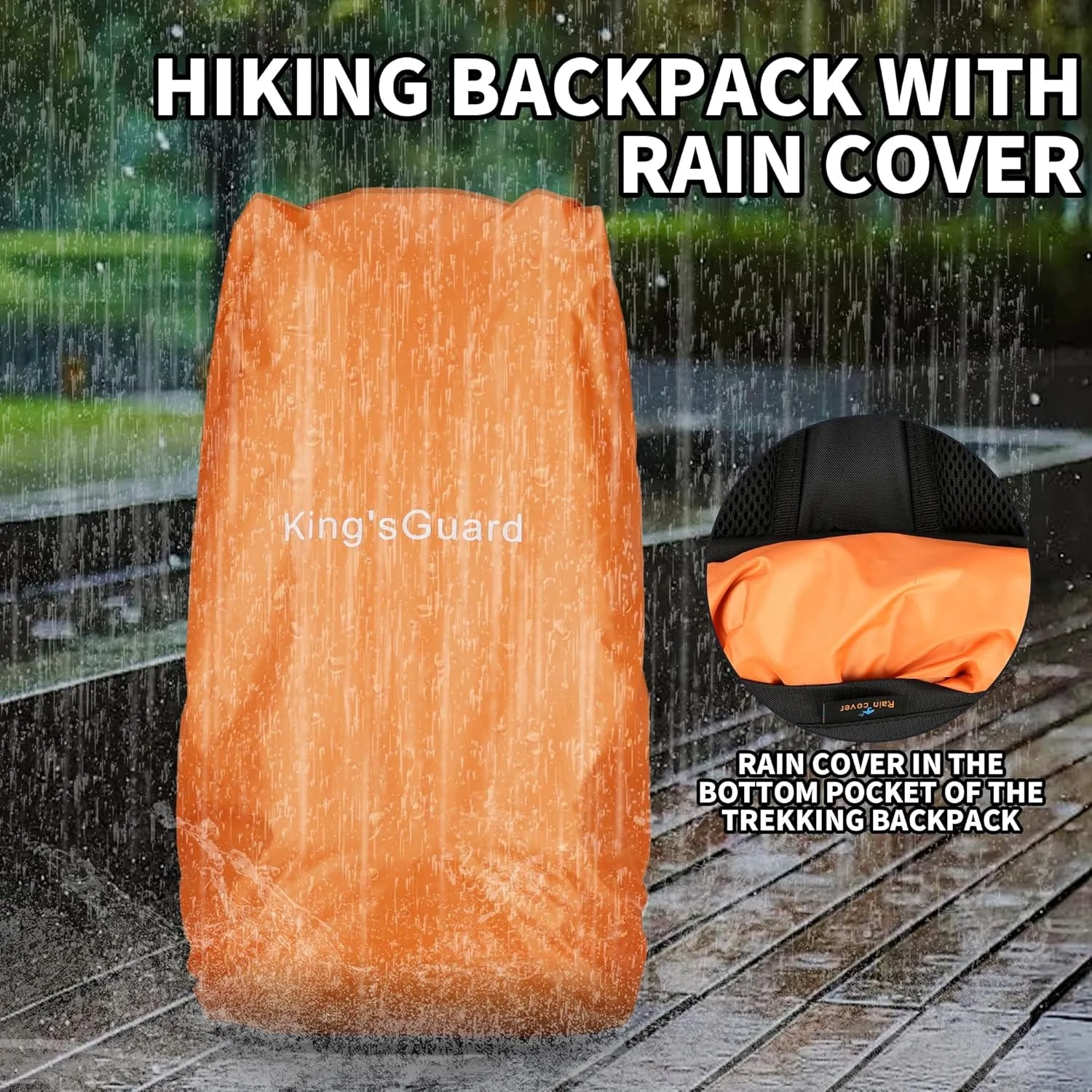 60L Hiking Backpack, Waterproof Camping Backpacking Backpack for Men Outdoor Traveling Climbing Daypack with Rain Cover (Black)