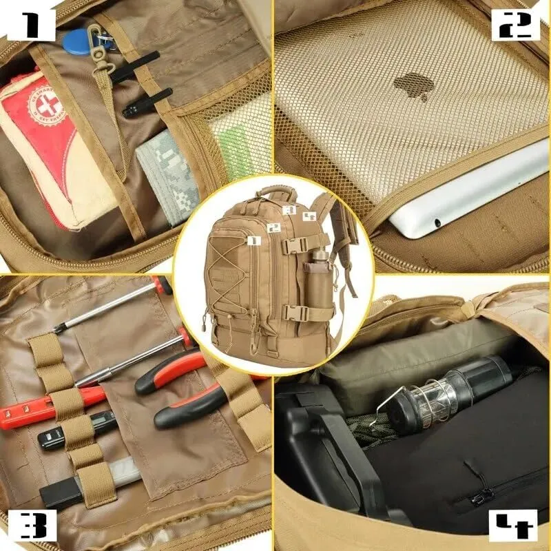 65L Military Tactical Backpack Army Molle Assault Rucksack Men Backpacks Travel Camping Hunting Hiking Bag (camo 3)