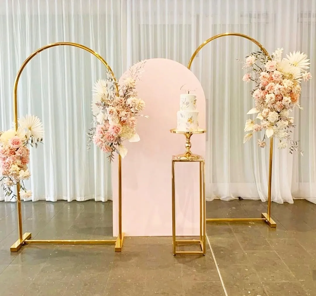 6FT Arch Backdrop Stand Gold Metal Arch Stand Fitting Wedding Balloon Arch Frame Chiara Backdrop Stand for Baby Shower Bridal Shower Birthday Party Gender Reveal Backdrop Decoration