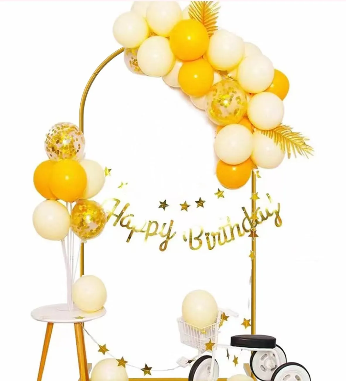 6FT Arch Backdrop Stand Gold Metal Arch Stand Fitting Wedding Balloon Arch Frame Chiara Backdrop Stand for Baby Shower Bridal Shower Birthday Party Gender Reveal Backdrop Decoration