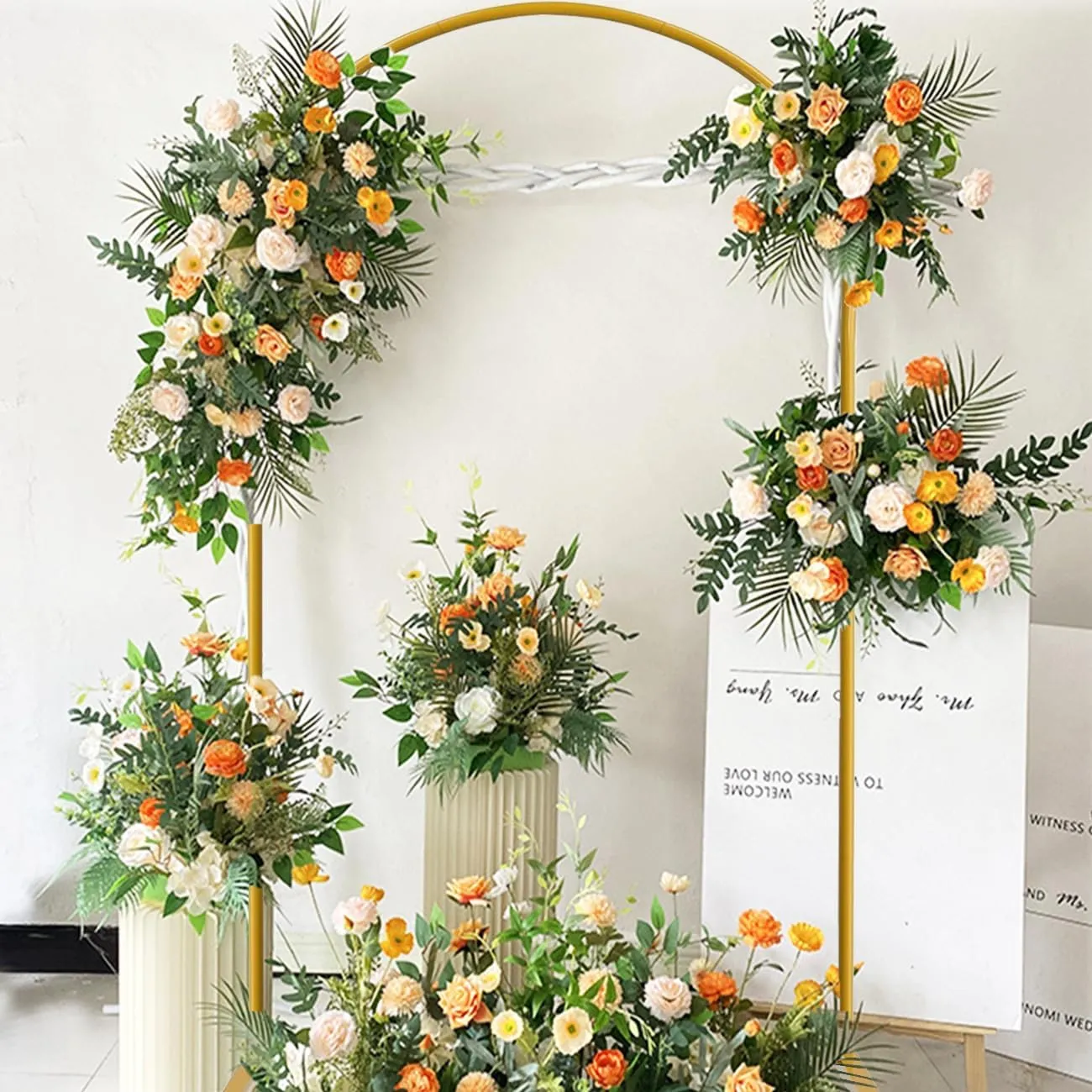 6FT Arch Backdrop Stand Gold Metal Arch Stand Fitting Wedding Balloon Arch Frame Chiara Backdrop Stand for Baby Shower Bridal Shower Birthday Party Gender Reveal Backdrop Decoration