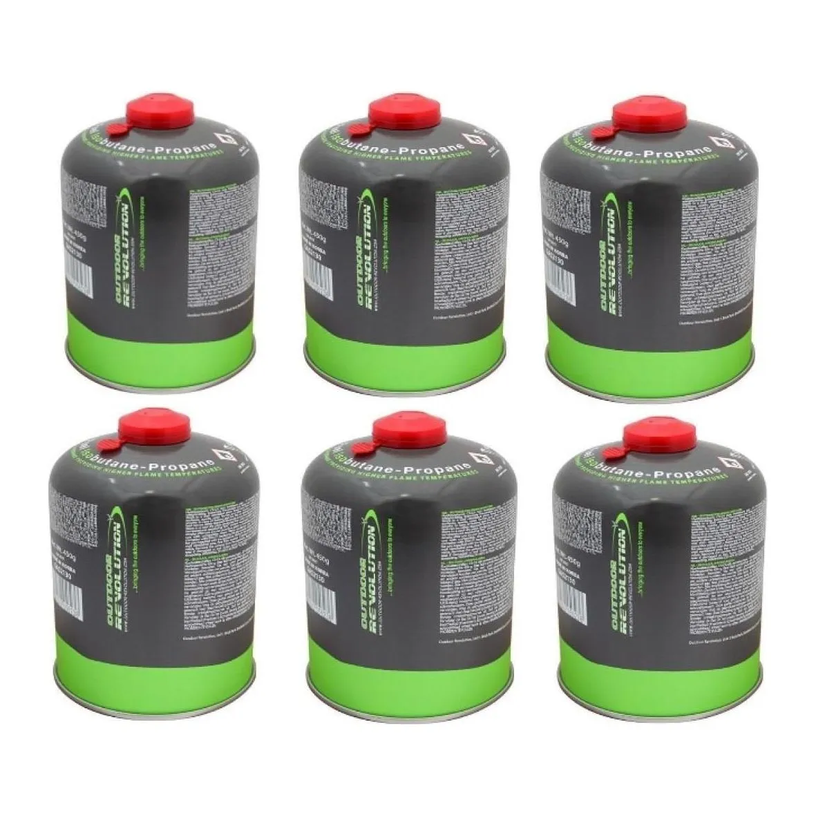 6x Outdoor Revolution Butane Propane Mix 450g Gas Cartridge Canister GAS2130