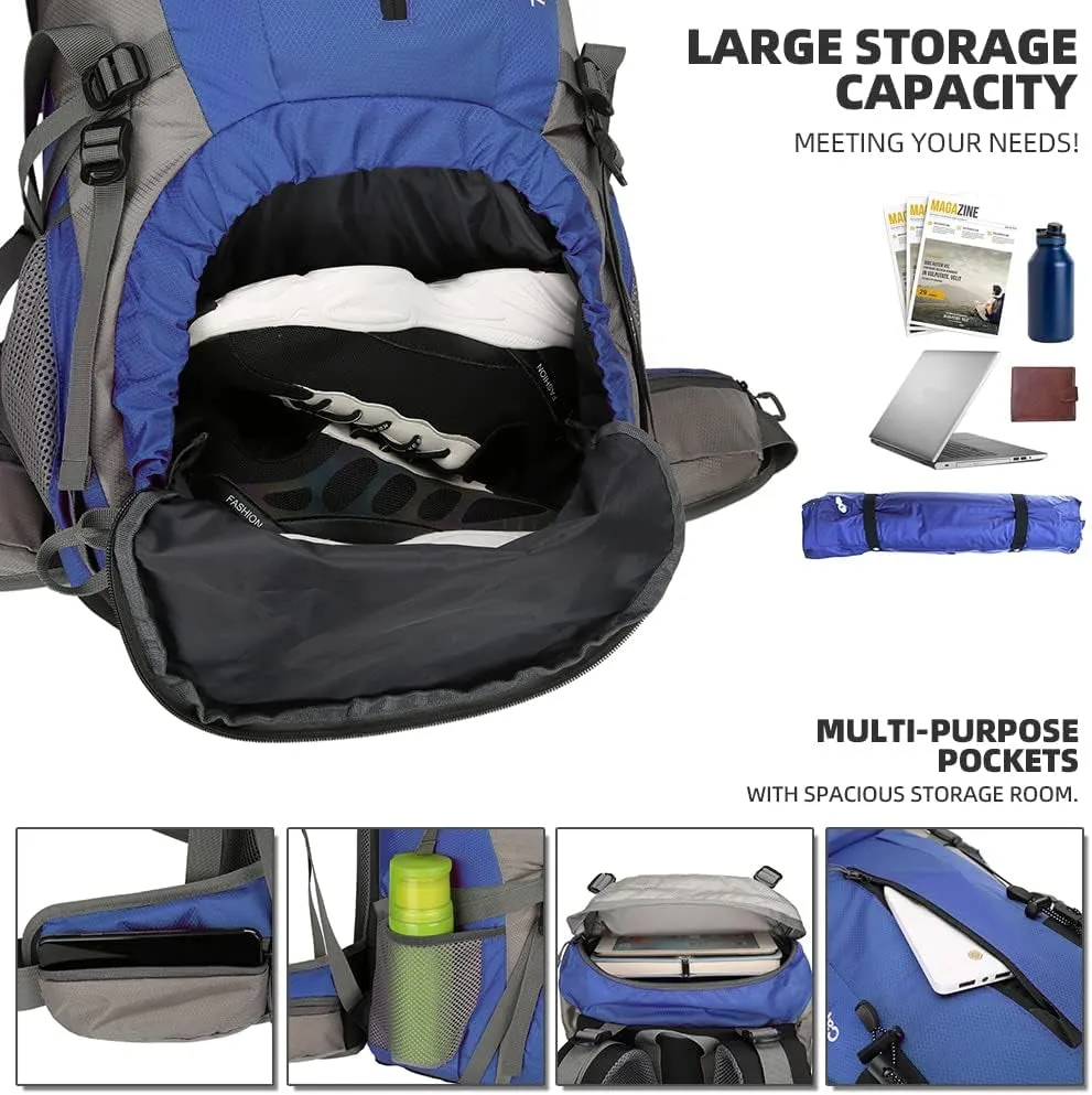 70L Hiking Backpack with Rain Cover Lightweight Travel Backpack Waterproof Camping Backpack