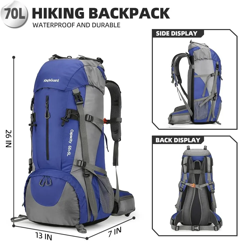 70L Hiking Backpack with Rain Cover Lightweight Travel Backpack Waterproof Camping Backpack