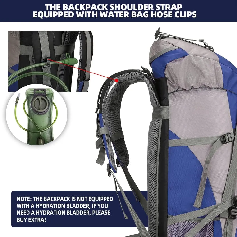 70L Hiking Backpack with Rain Cover Lightweight Travel Backpack Waterproof Camping Backpack