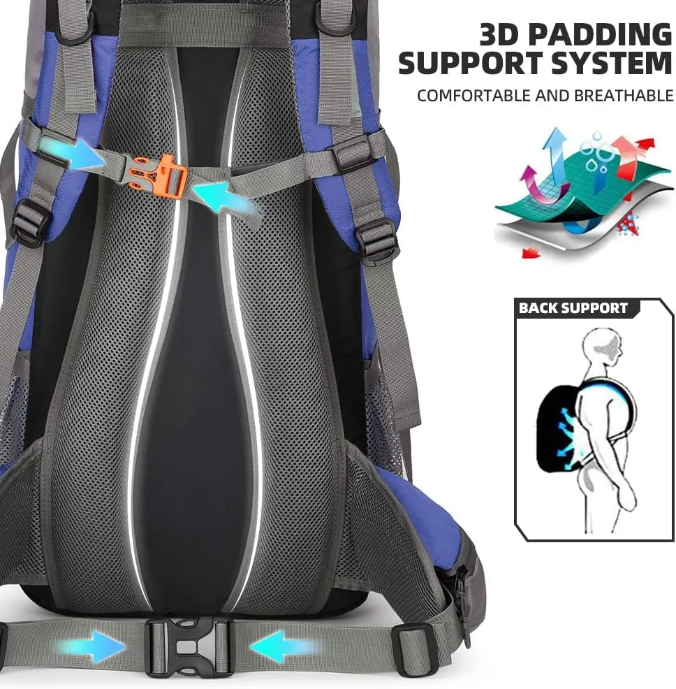 70L Hiking Backpack with Rain Cover Lightweight Travel Backpack Waterproof Camping Backpack