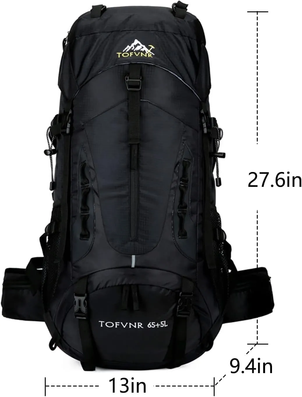 70L Large Camping Hiking Backpack , Lightweight Nylon Trekking Rucksack,For Men Women Outdoor Large Capacity Sports Mountaineering Backpack Climbing Travel Waterproof Daypack, Black