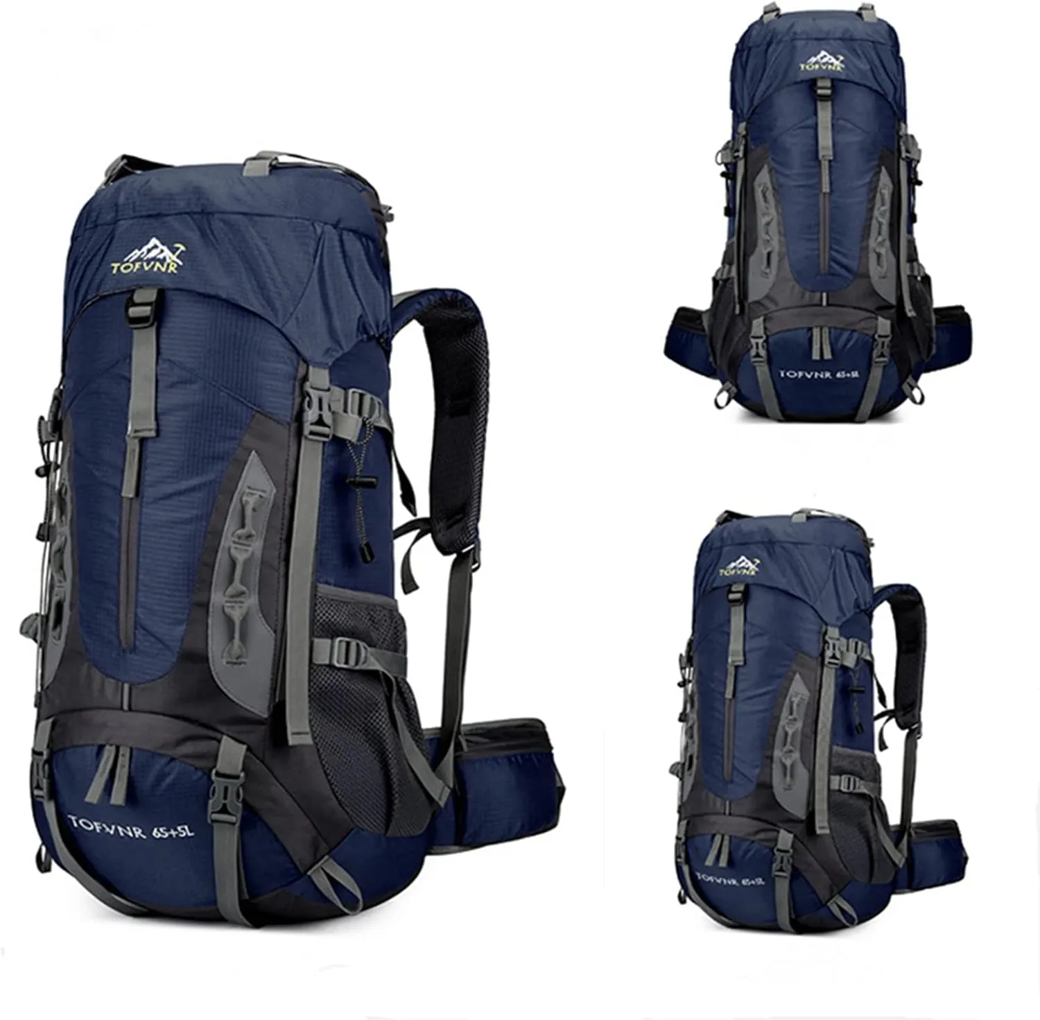 70L Large Camping Hiking Backpack , Lightweight Nylon Trekking Rucksack,For Men Women Outdoor Large Capacity Sports Mountaineering Backpack Climbing Travel Waterproof Daypack, Navy Blue