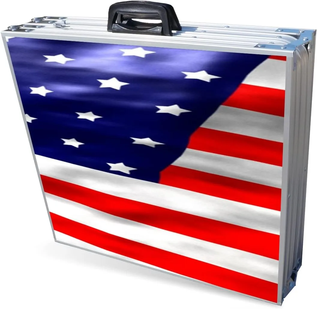 8-Foot Folding Pong Table - Choose Table Options (Base, Cup Holes, LED Lights, or Cup Holes & LED Lights) - America Edition