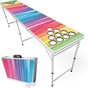 8-Foot Regulation Length Folding Table w/Optional Cup Holes, LED Lights, Custom Graphic (Choose Your Model)