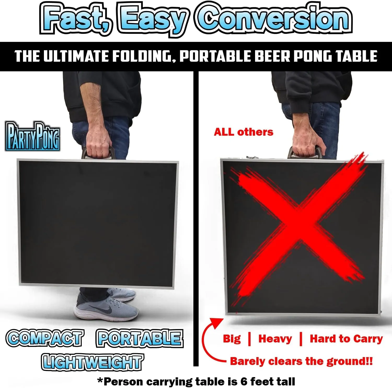 8-Foot Regulation Length Folding Table w/Optional Cup Holes, LED Lights, Custom Graphic (Choose Your Model)