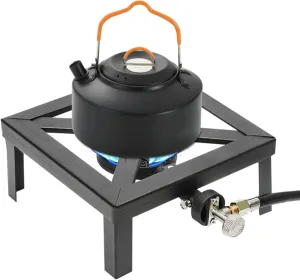 8000W Portable Propane Gas Stove – Single Burner Outdoor Cooker with Adjustable 0-20PSI Regulator Hose for Camping, BBQ, Home Brewing, Hiking, Emergency Cooking
