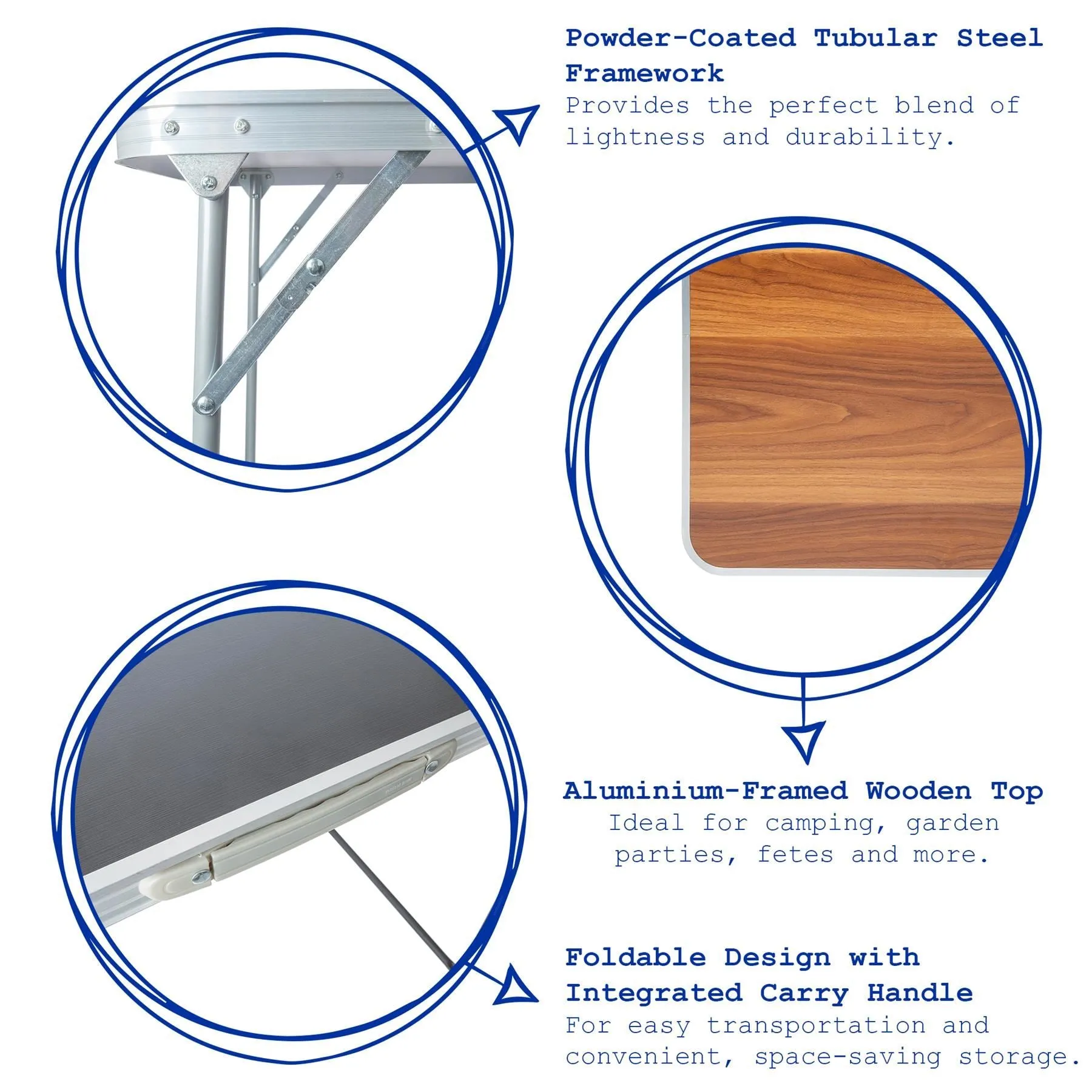 80cm x 60cm Folding Metal Camping Table