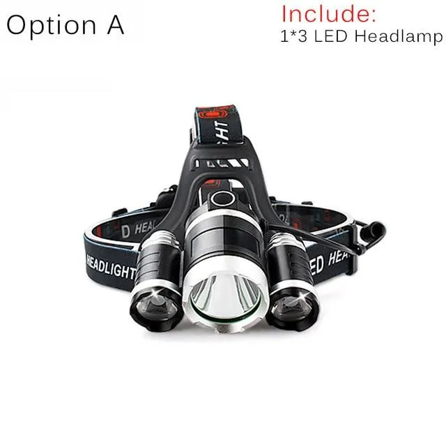 9000LM 3 XML T6 LED Headlamp Rechargeable Cycling Headlight 4Mode 18650 Battery Head Lamp Light Torch Camping Fishing Flashlight