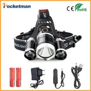 9000LM 3 XML T6 LED Headlamp Rechargeable Cycling Headlight 4Mode 18650 Battery Head Lamp Light Torch Camping Fishing Flashlight