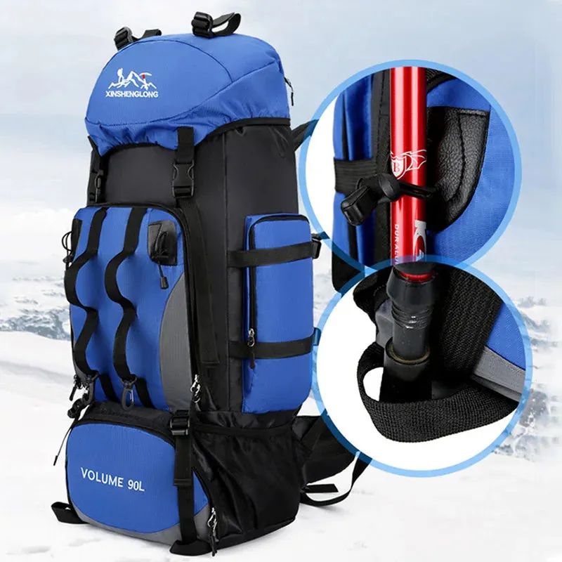 90L Waterproof Hiking Backpack – Large Capacity Camping & Trekking Rucksack for Outdoor Travel, Sports, & Adventure Gear for Men