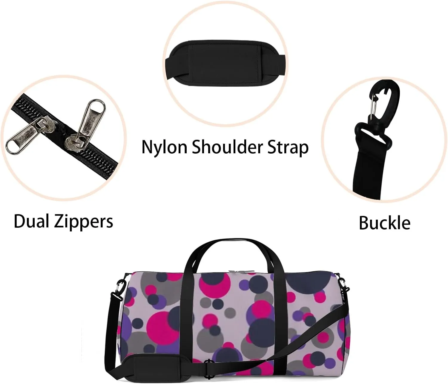 Abstract Geometric Colorful Seamless Pattern Background Sports Bag Tote Bag Waterproof Gym Bag with Shoulder Strap Zipper 2 Side Pockets for Men and Women, Travel and Storage Shoulder Bag.