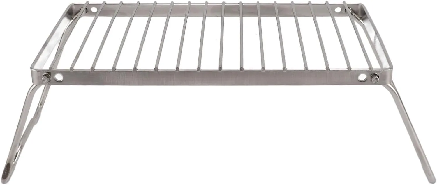 Adjustable Height Stainless Steel Camping Grate, Thicker Camp Fire Cooking Racks with Drain for Outdoor, Folding Backpacking Grill for Outdoor Travel, Camping and Picnic