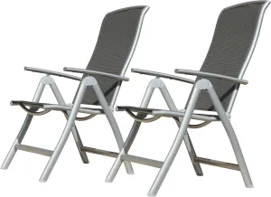 Adjustable Outdoor Folding Chairs Set of 2, Aluminum Frame Recliners for Garden and Camping, Textilene Fabric, Dark Gray