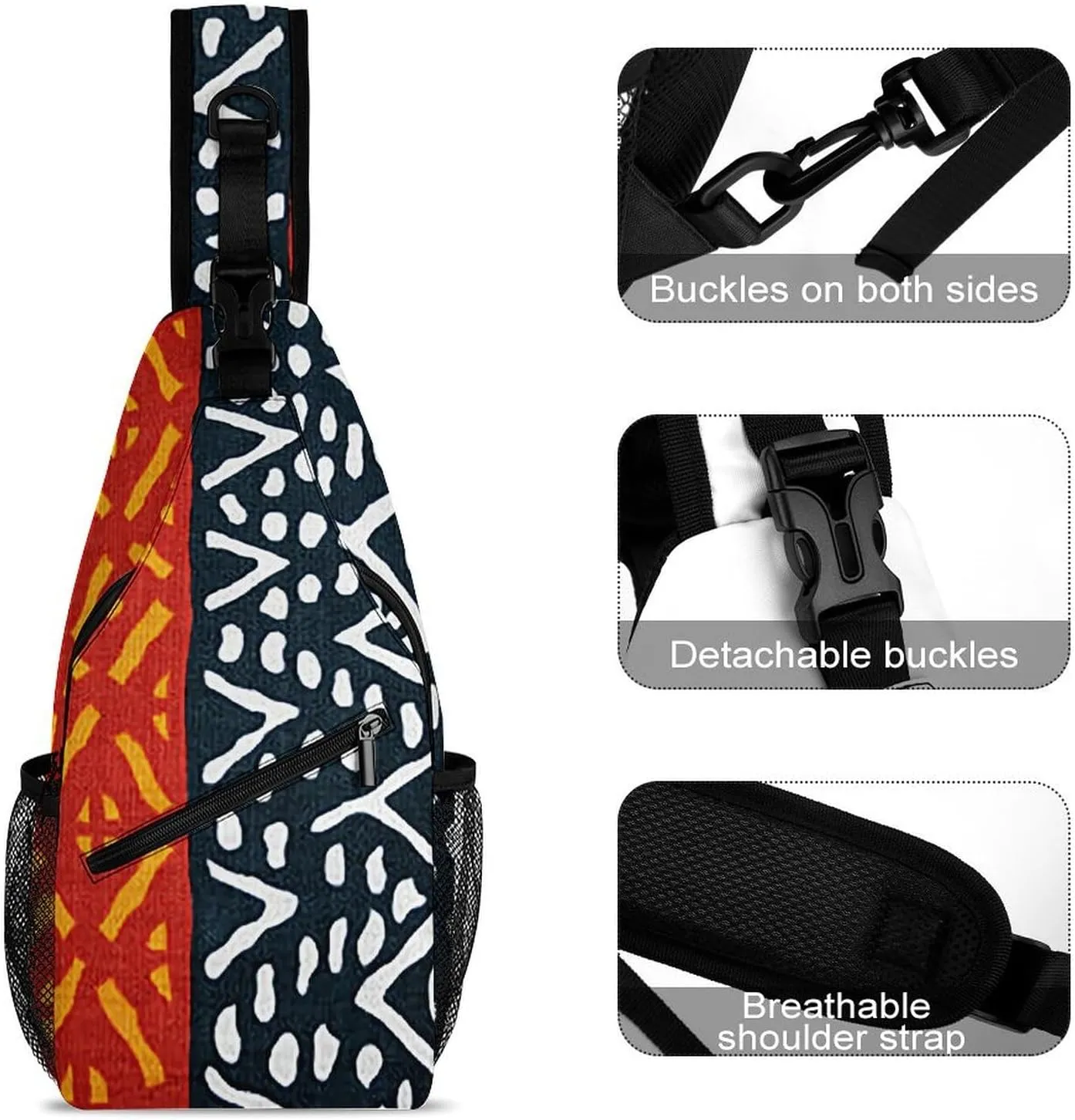 African Print A Spacious And Large Capacity Portable Adjustable Chest Bag