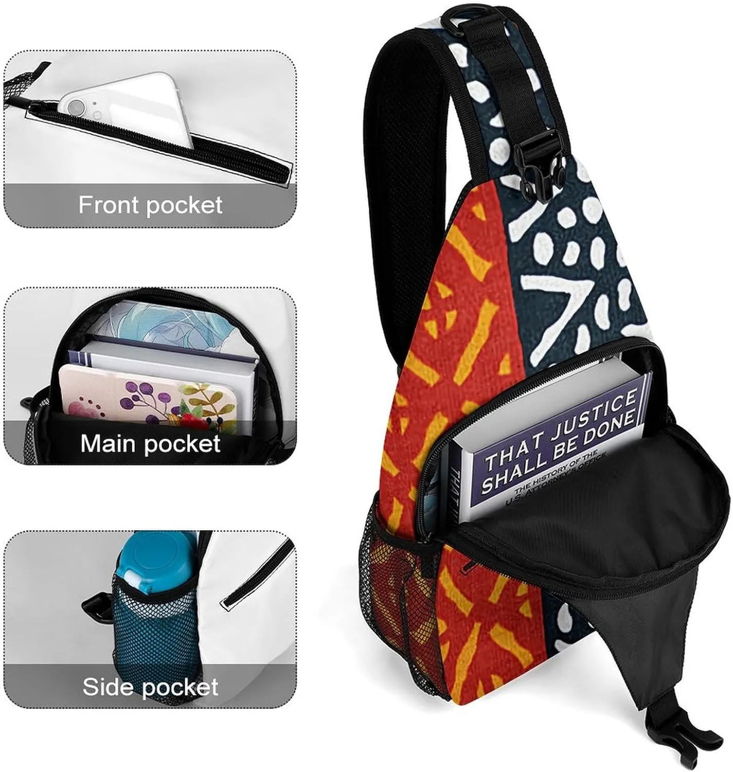 African Print A Spacious And Large Capacity Portable Adjustable Chest Bag