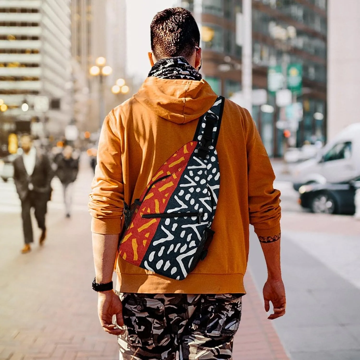 African Print A Spacious And Large Capacity Portable Adjustable Chest Bag