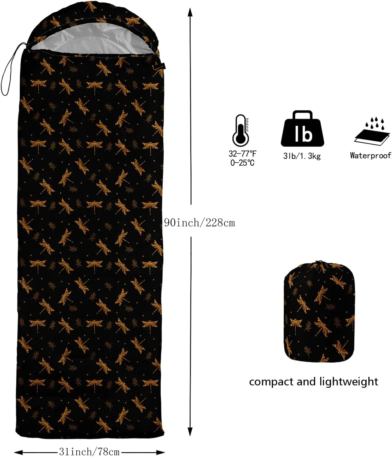 AILONEN Dolphin Camping Sleeping Bag for Boys Girls Adults,Lightweight & Waterproof,3 Season Warm & Cold Weather,Portable,Blue Dolphin Sea Animal Print Sleeping Bag,Traveling,Camping,Hiking
