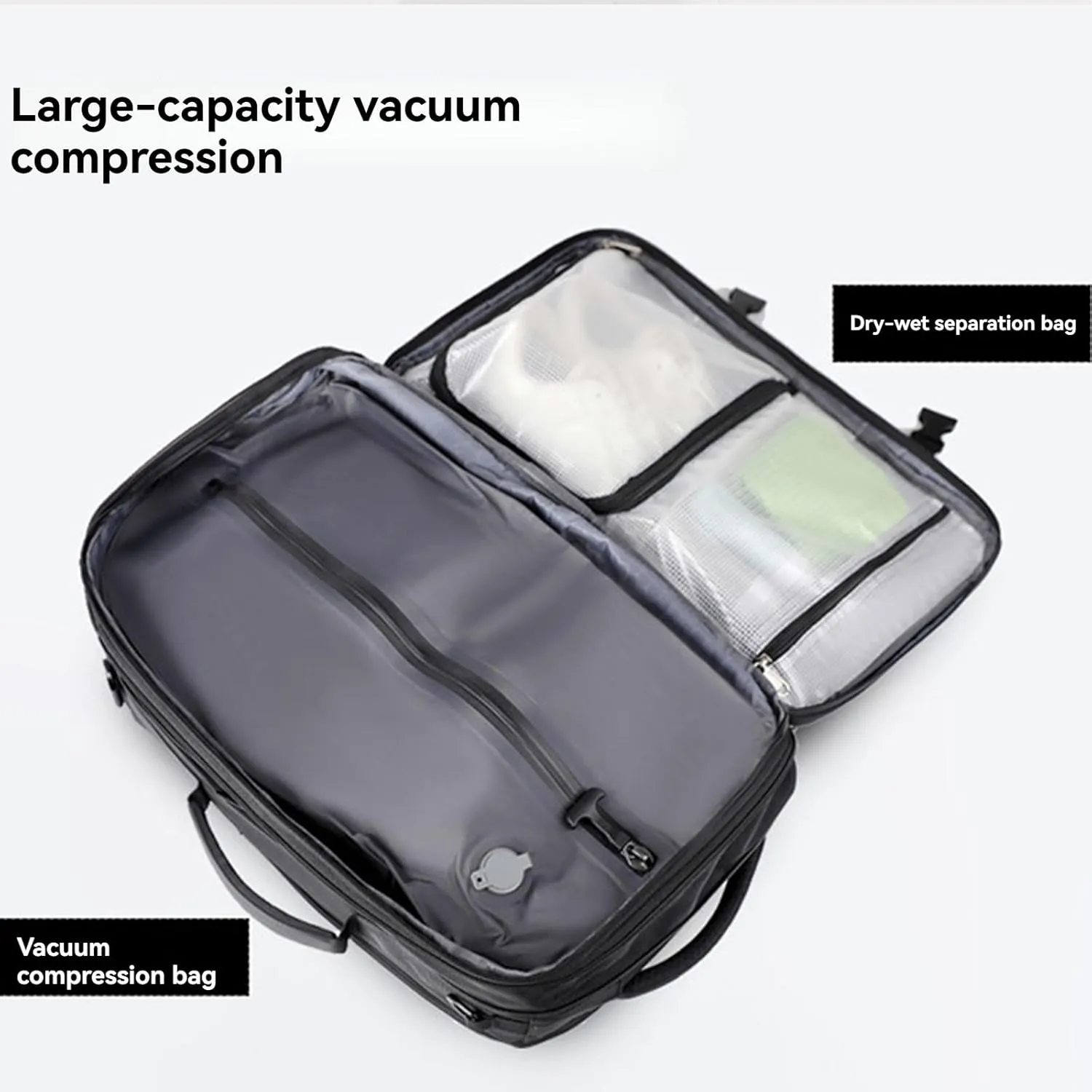 Airback Backpack, Travel Backpack with Vacuum System, Expandable Backpack with Vacuum Compression (Style A,One Size)