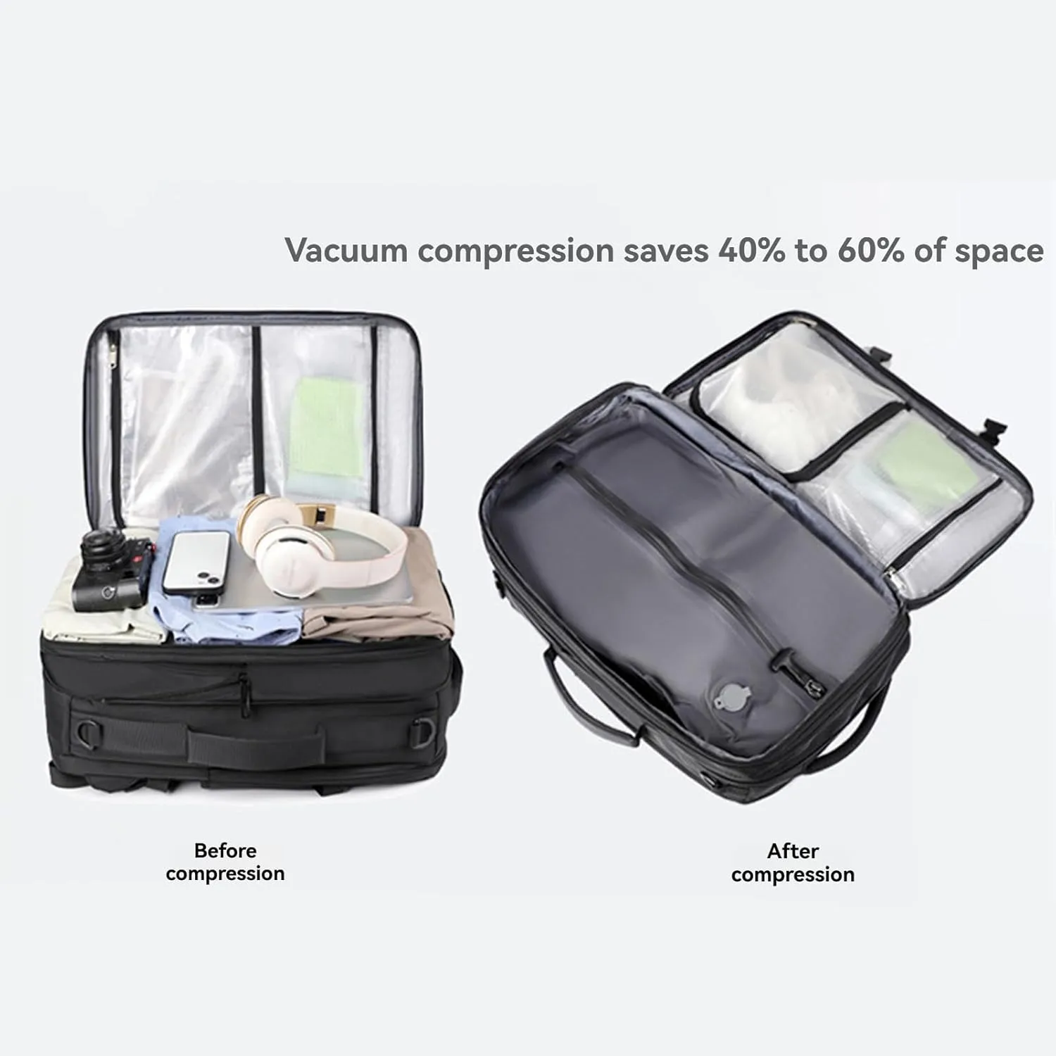 Airback Backpack, Travel Backpack with Vacuum System, Expandable Backpack with Vacuum Compression (Style A,One Size)