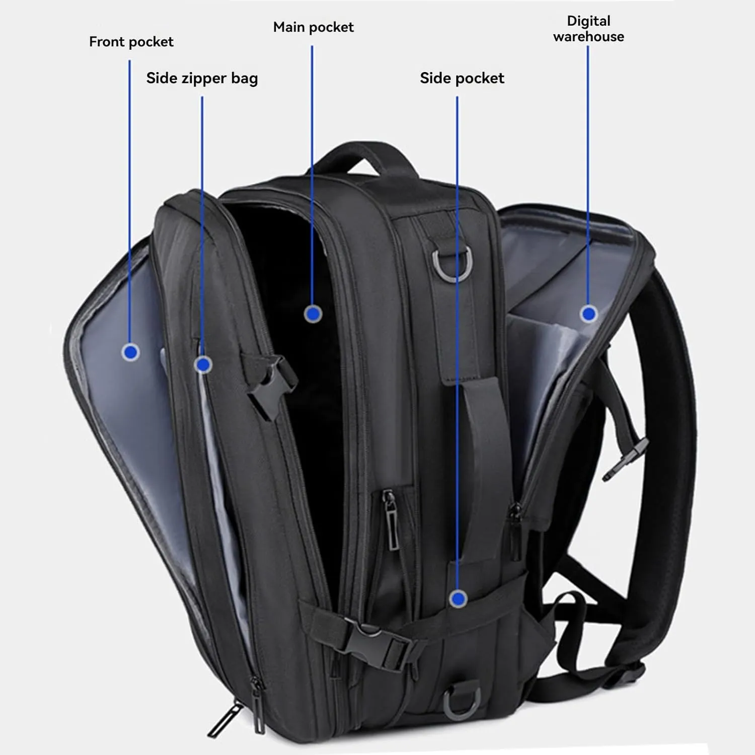 Airback Backpack, Travel Backpack with Vacuum System, Expandable Backpack with Vacuum Compression (Style A,One Size)