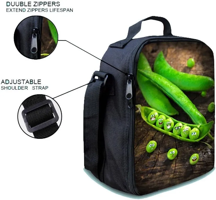 Aircraft Design Lunch Bag Durable Insulated Lunchbox Small Black Lunch Box for Children Boys Girls Customized Cooler Bag