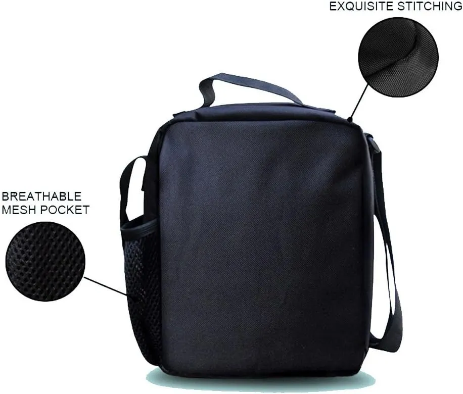 Aircraft Design Lunch Bag Durable Insulated Lunchbox Small Black Lunch Box for Children Boys Girls Customized Cooler Bag