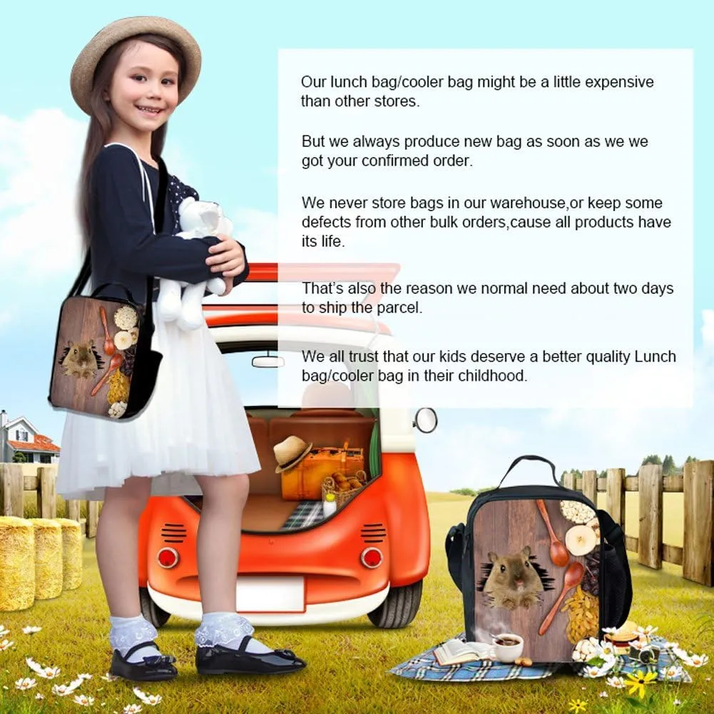 Aircraft Design Lunch Bag Durable Insulated Lunchbox Small Black Lunch Box for Children Boys Girls Customized Cooler Bag