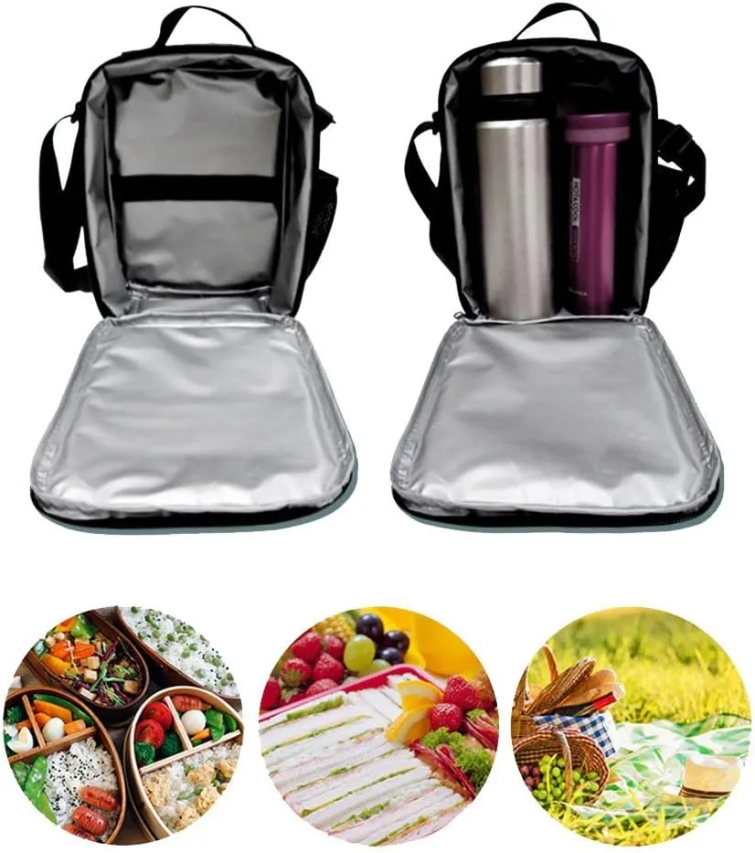Aircraft Design Lunch Bag Durable Insulated Lunchbox Small Black Lunch Box for Children Boys Girls Customized Cooler Bag