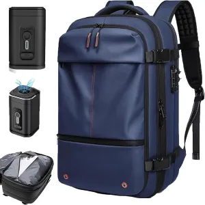 Airmak Vacuum Backpack, Maklot Seal Compression Travel Bag With Pump, Multifunctional Expandable Waterproof Carry on Laggage (Blue With Pump)