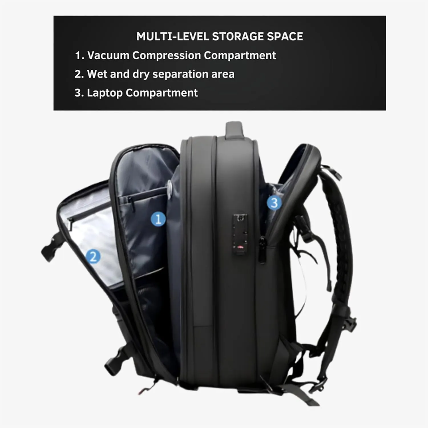 Airmak Vacuum Backpack, Maklot Seal Compression Travel Bag With Pump, Multifunctional Expandable Waterproof Carry on Laggage (Blue With Pump)