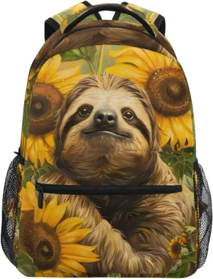 ALAZA Sloths Sunflowers Backpacks for Girls Boys School Backpack Kids Bookbag 3rd 4th 5th Grade Elementary Students Daypacks Travel Laptop Shoulder Bag