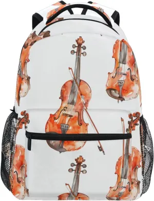 ALAZA Violin White Backpacks for Girls Boys School Backpack Kids Bookbag 3rd 4th 5th Grade Elementary Students Daypacks Travel Laptop Shoulder Bag