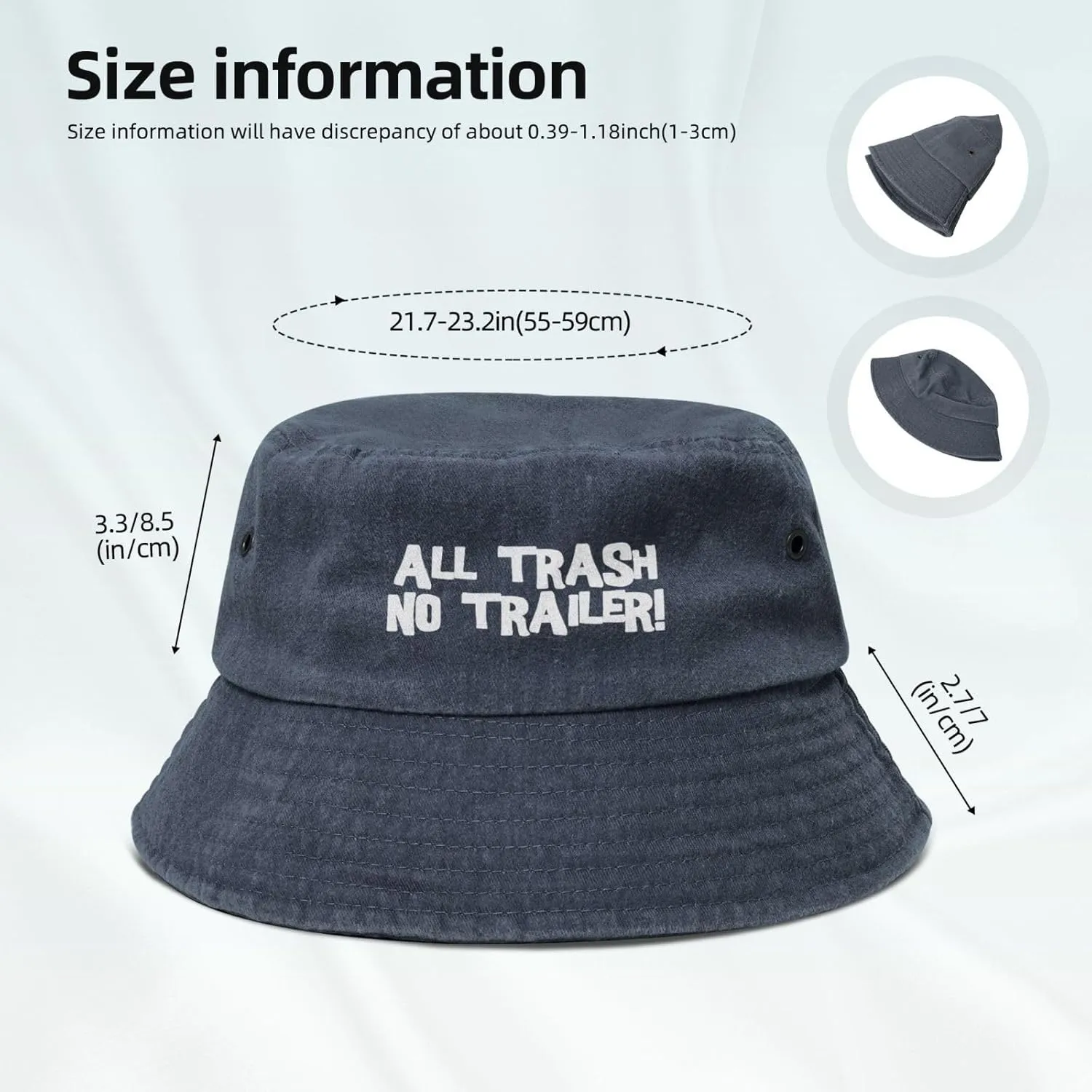 All Trash No Trailer Women's Mens Fisherman Hat Outdoor Cap