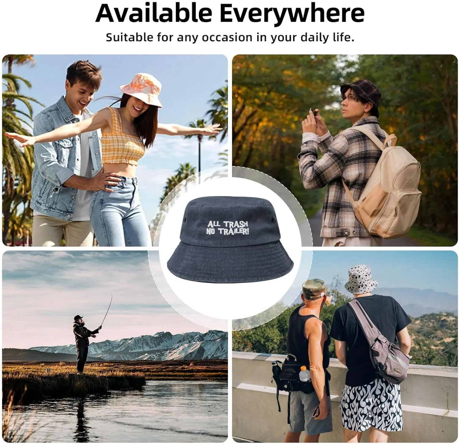 All Trash No Trailer Women's Mens Fisherman Hat Outdoor Cap