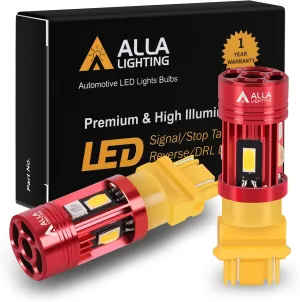 Alla Lighting CAN Bus T25 3156 3157 LED Bulbs Amber Yellow Turn Signal Lights, Plug-n-Play 3457NAK 4157NAK 5702AK 3757AK CANBUS Blinker Lamps Upgrade