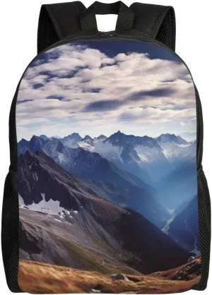 Alps Panorama Cute Backpack Waterproof Lightweight Laptop Backpack Shoulder Bag Casual Daypack For Women Men